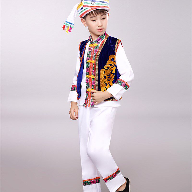 儿童白族服装六一女少数民族壮族白族绣花男童孩幼儿园舞蹈演出服