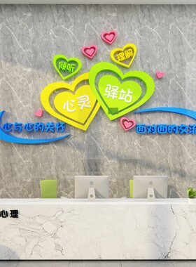 心理健康屋咨询室文化墙贴幼儿园留守儿童之家装饰挂图工作室布置