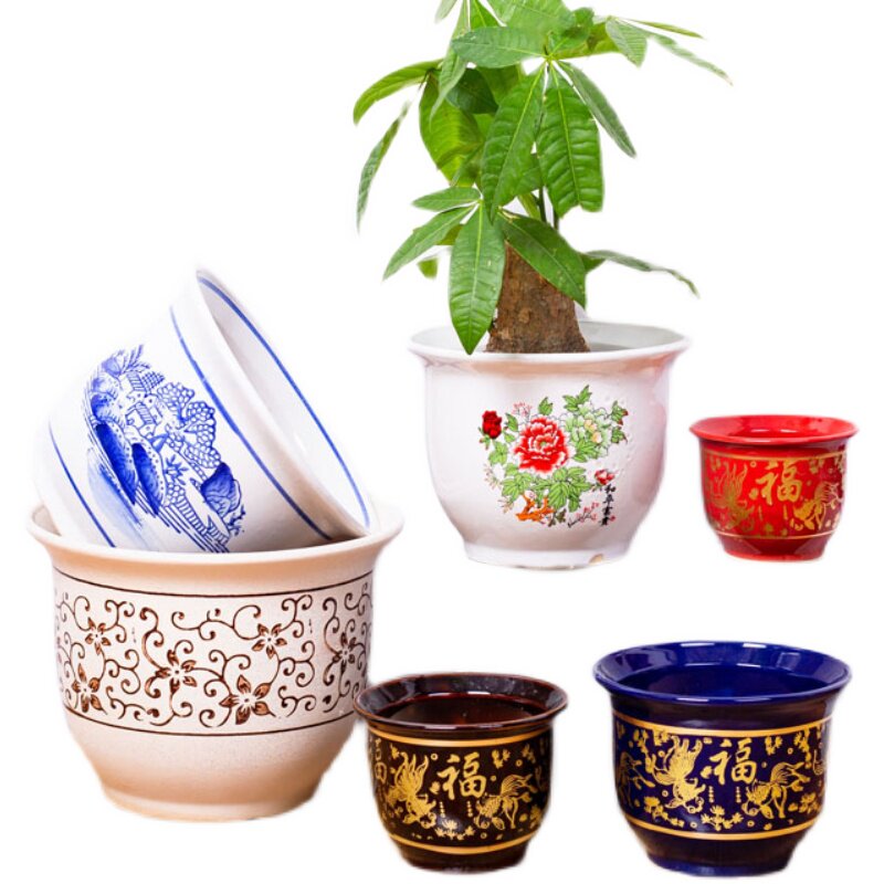 陶瓷花盆大口径45厘米古典中国风落地庭院种树发财树金钱树大花盆