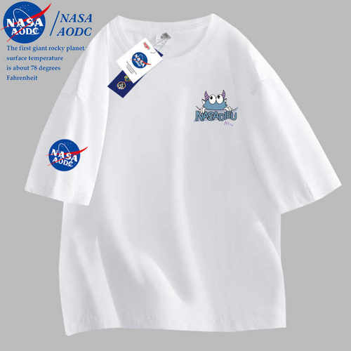 圆领白色夏季宽松纯棉男款上衣