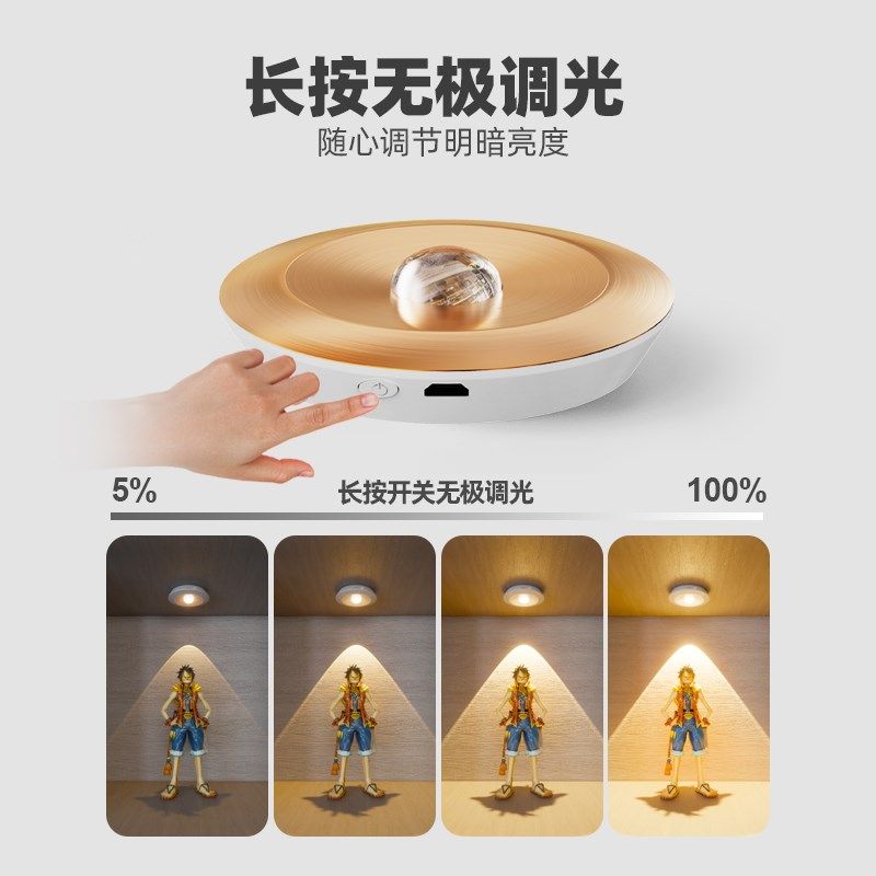 充电射灯无线遥控酒柜氛围灯免布线手办展示柜灯磁吸感应格子灯