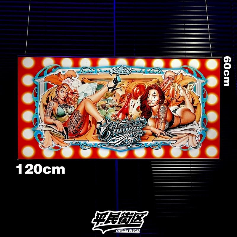 定制西海岸纹身花体字tattoo女郎奇卡诺装饰开业礼品背景墙装饰画