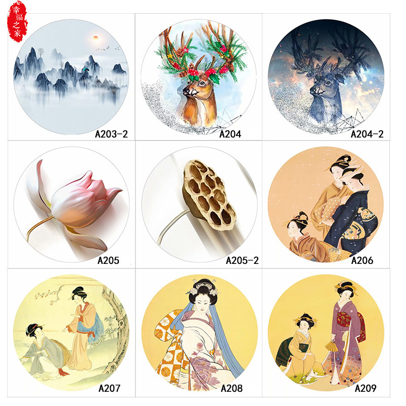 定制屏风画布玄关隔断纱布圆形半透明乔其纱油画简约客厅入户座屏