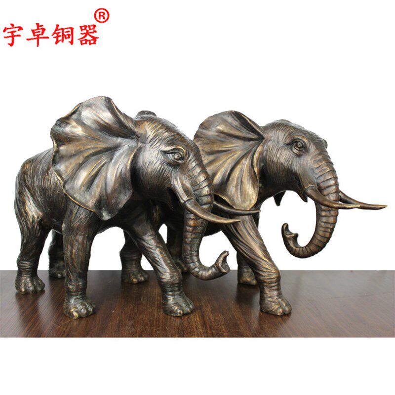 宇卓铜器铜树皮大象工艺品摆件 纯铜象黄铜象黄铜大象
