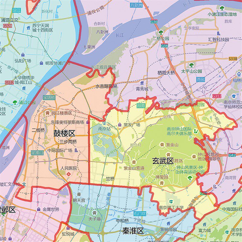 2021新款南京市地图贴图办公室挂图高清防水墙壁贴超大装饰画定制
