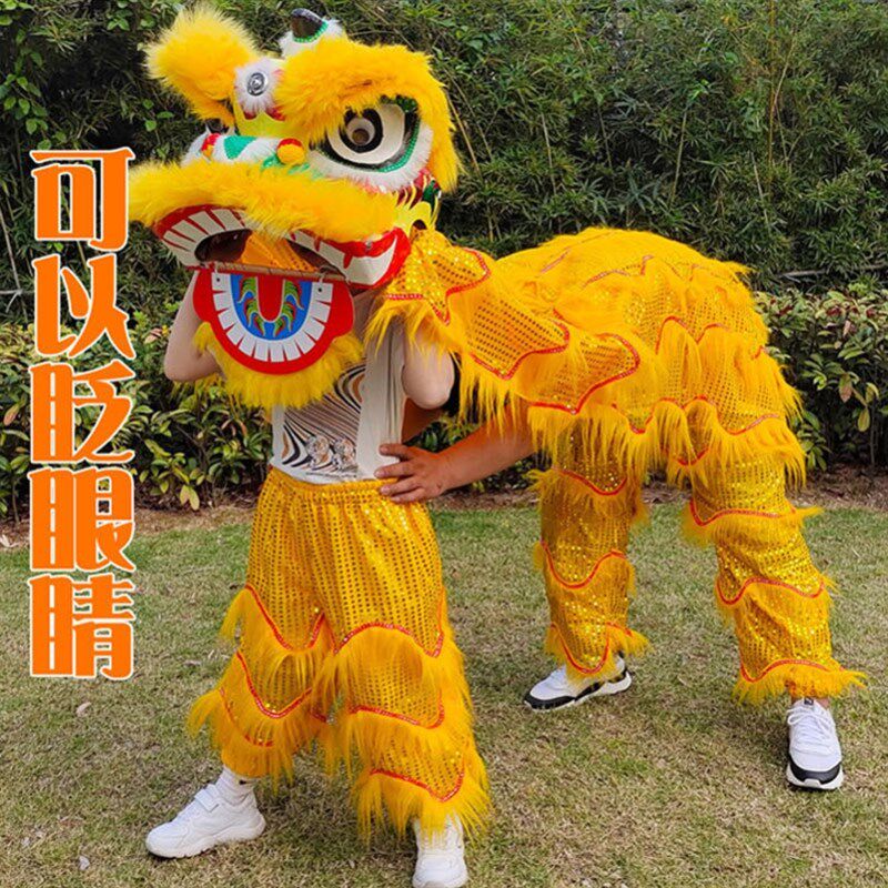 儿童羊毛舞狮醒狮6寸9寸小孩传统表演学校整套套装耐摔全套礼物