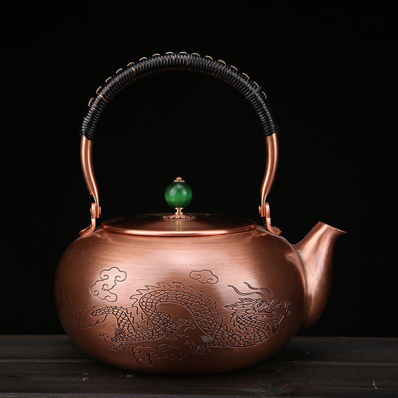 大容量1.8L手工铜壶烧水壶紫铜壶泡茶烧水壶日式纯铜瓜型煮茶壶