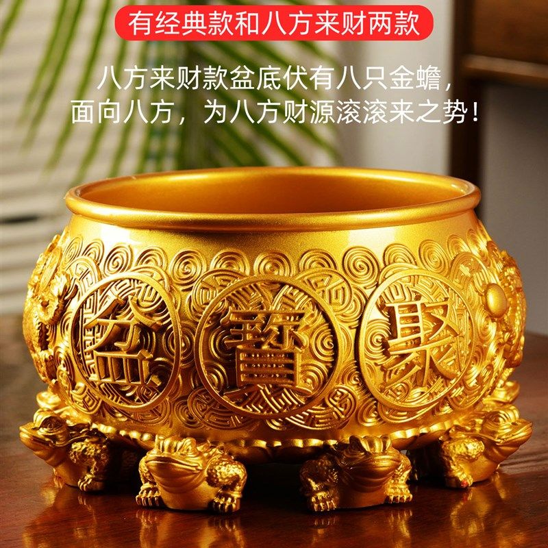纯铜聚宝盆摆件金蟾招财聚财神米缸开业新家居乔迁礼品客厅装饰品