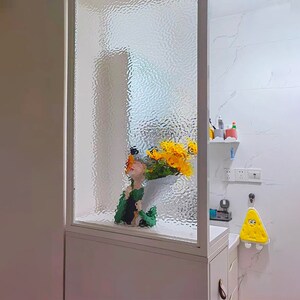 钢关超白金碧莎艺术玻璃隔断屏风入户玄化间浴室洗手台卫生淋半墙