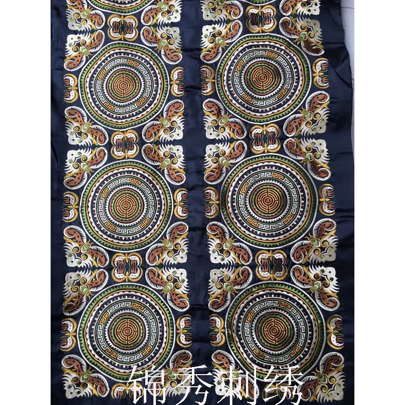 神话蝴蝶铜鼓花刺绣代国风花边机服绣片古中补子绣饰辅