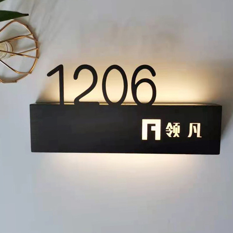 不锈意电镀发光门牌号高档电竞挂店会所餐厅足浴宾馆led创钢酒牌