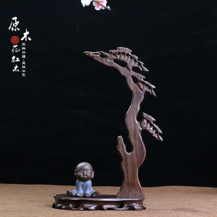 黑木梓实木挂玉架工艺品摆件小架子佛器玉珠手链挂架原木松树挂架