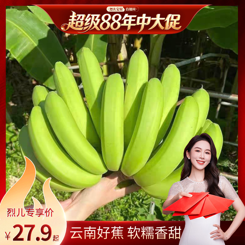 【烈儿725粉丝节】云南威廉斯香甜香蕉软糯青皮发货到货需催熟