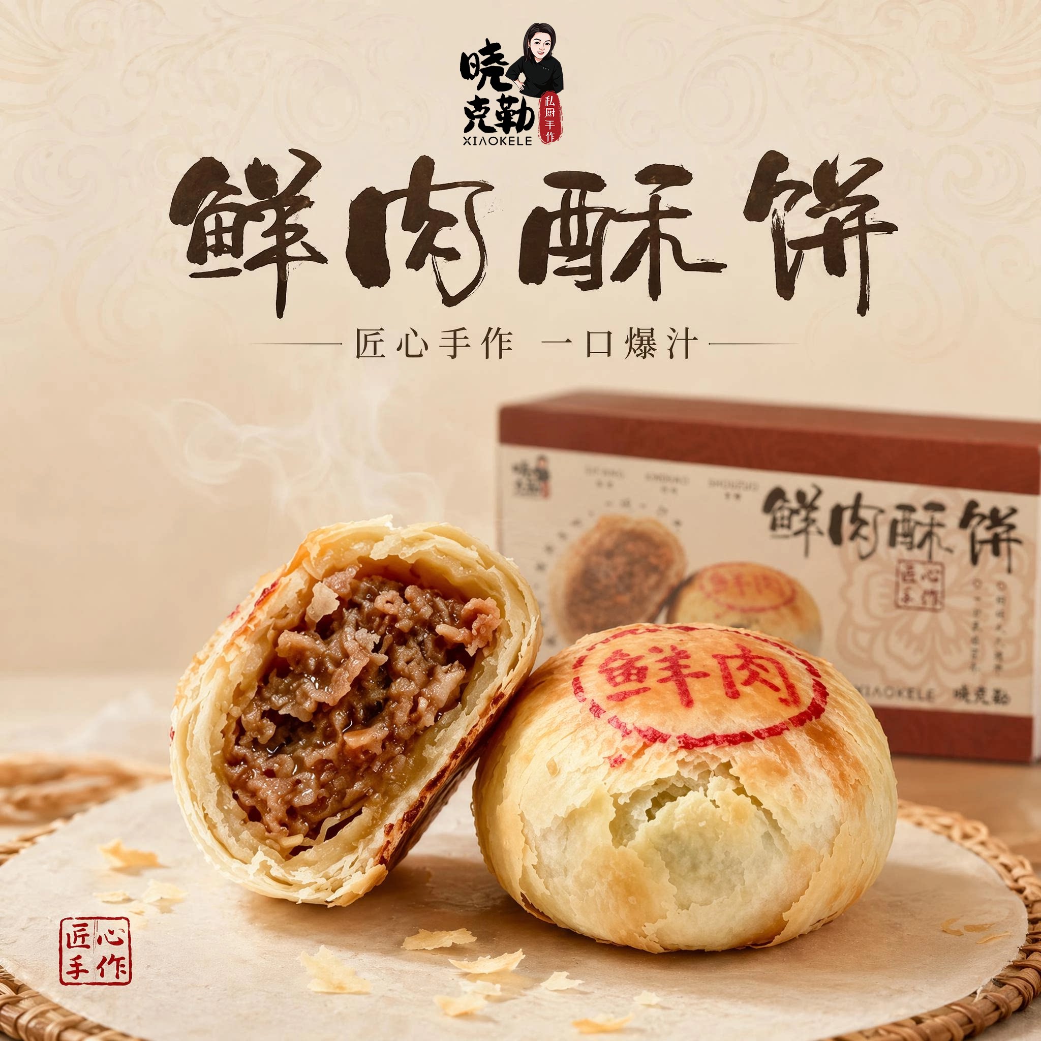 晓克勒手作鲜肉中秋月饼本帮点心