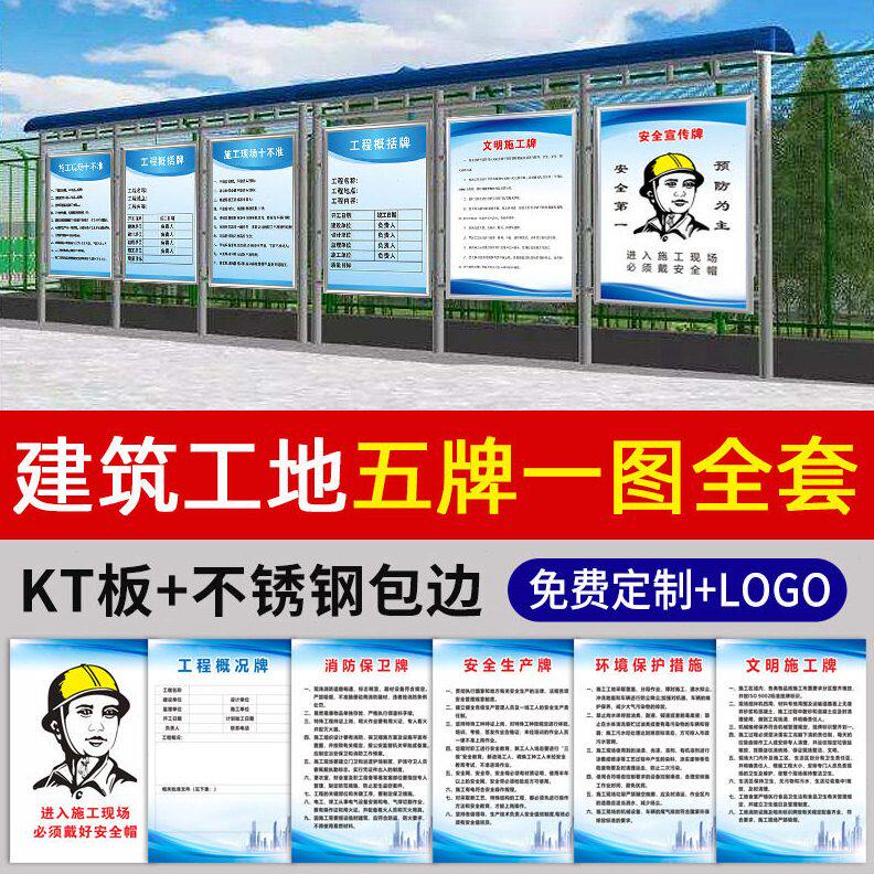 甄选建筑五牌一图工地标识牌围挡施工警示牌晴雨表八大员岗位职责