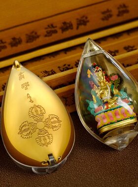 甄选钛钢灵运莲花瓣手绘立体唐卡吊坠擦擦铜国潮藏式民族风项坠
