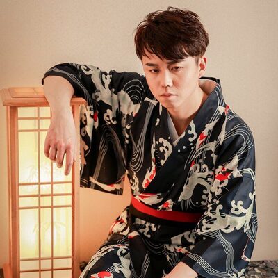 甄选正装花美金鱼海浪 浴衣传统和服套装武士舞台服、表演服