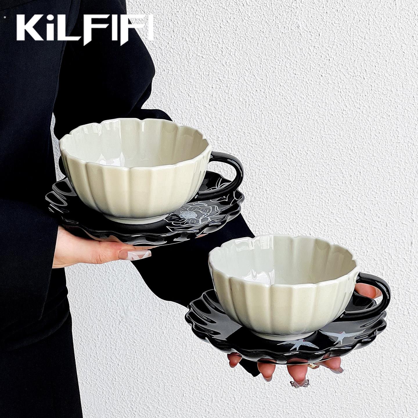 中古风燕子咖啡杯碟陶瓷家用喝水杯子高档精致轻奢下午茶杯套装