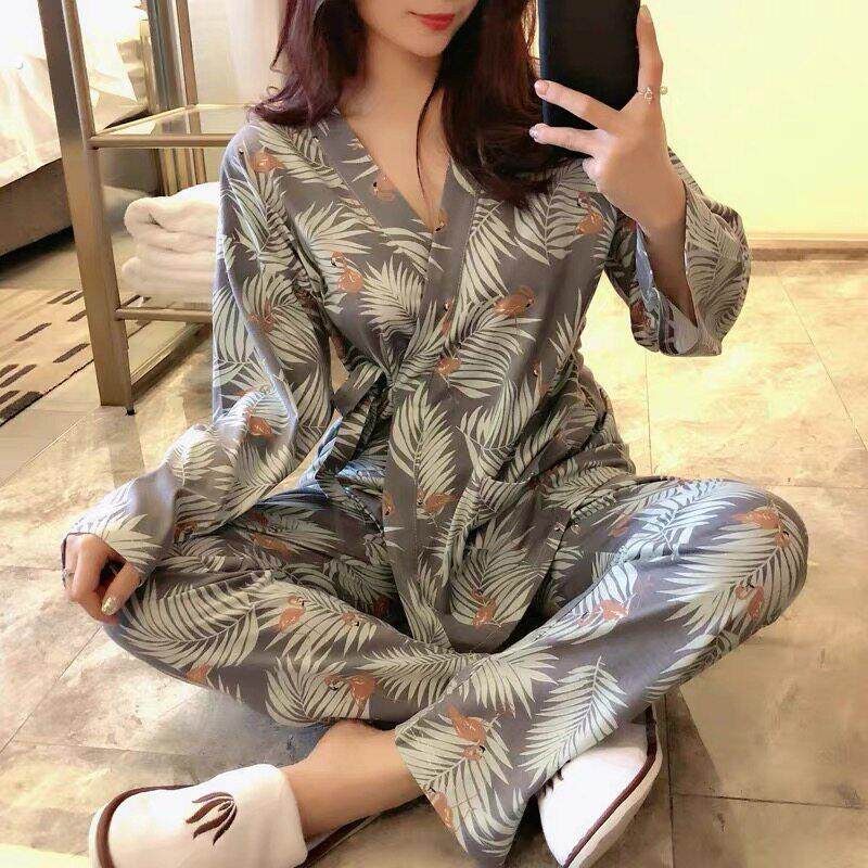 月子服春秋季长袖宽松夏季薄款孕妇哺乳和服睡衣产後哺乳衣家居服