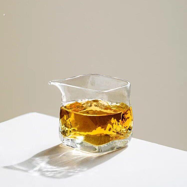日式锤纹手工四方公道杯耐热加厚玻璃茶海工夫茶具分茶器公道杯