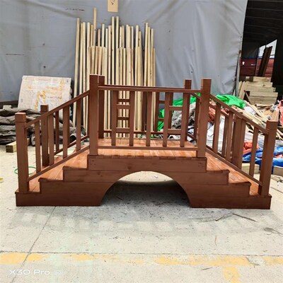 花河景观木走溪水河流大木桥庭院水池实木桥装饰古桥园沟人桥木桥