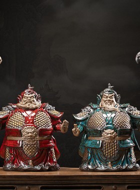 久造陶乔大号门神哼哈二将中式摆件意创家居客厅门口装饰瓷迁礼品