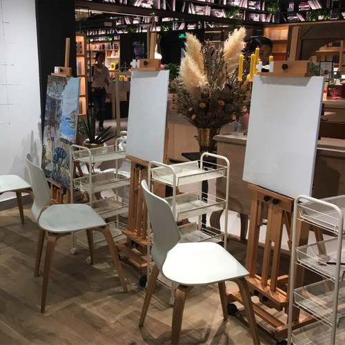 榉木画专两用国平油画落地实木升降平放折叠立业大画架楼盘展示架
