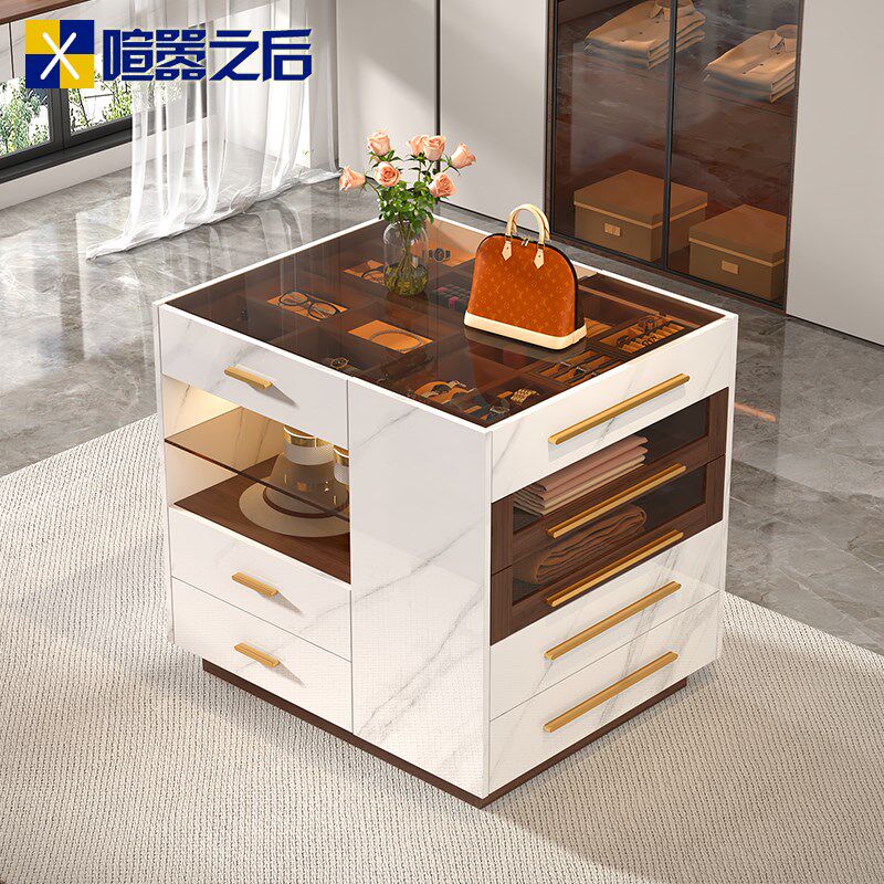 步入式衣帽间中岛台包包首饰储物柜落地展示柜斗柜收纳神器8K10