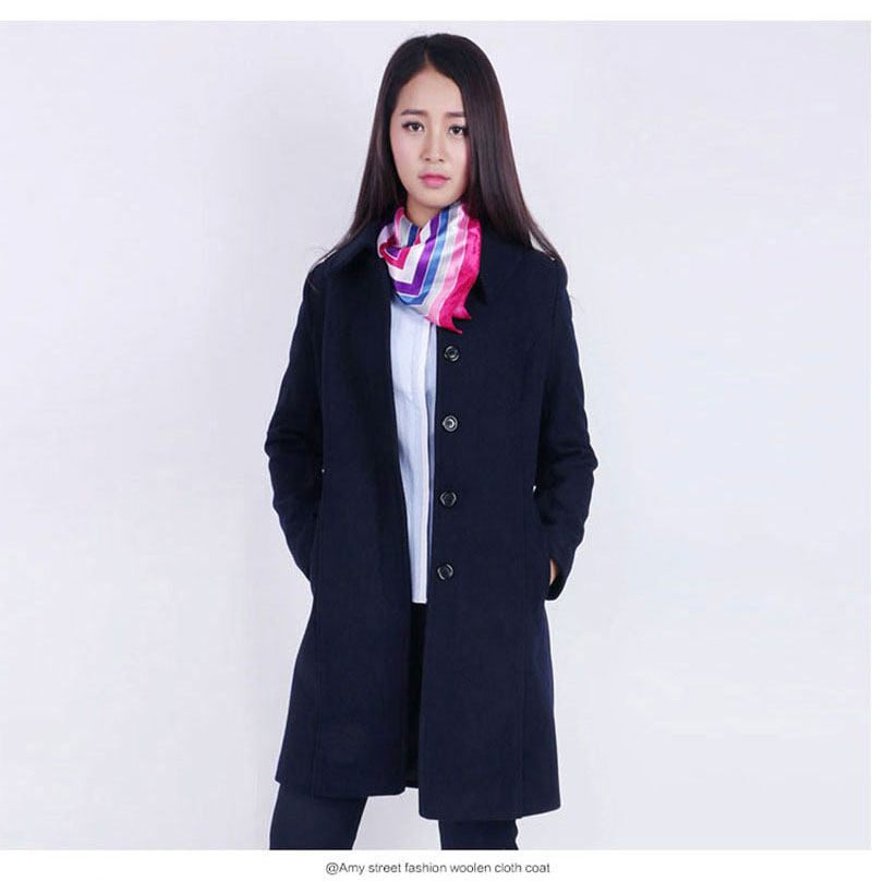 职业装女大衣羊毛呢明扣中长款修身妮子外套邮政酒店制服4S物业冬