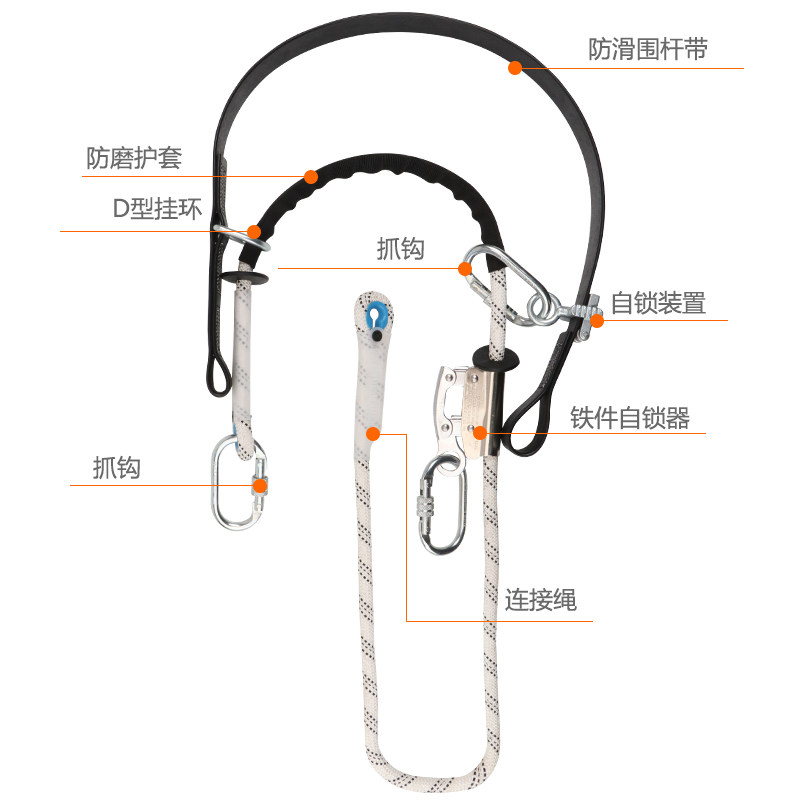 电工防坠落围杆带加厚宽围杆带爬水泥杆抱杆带一保绳电力电工腰带