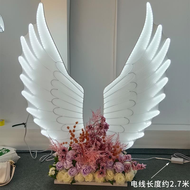 婚礼比翼双飞发光蝴蝶翅膀铁艺装饰 舞台灯光婚庆路引道具