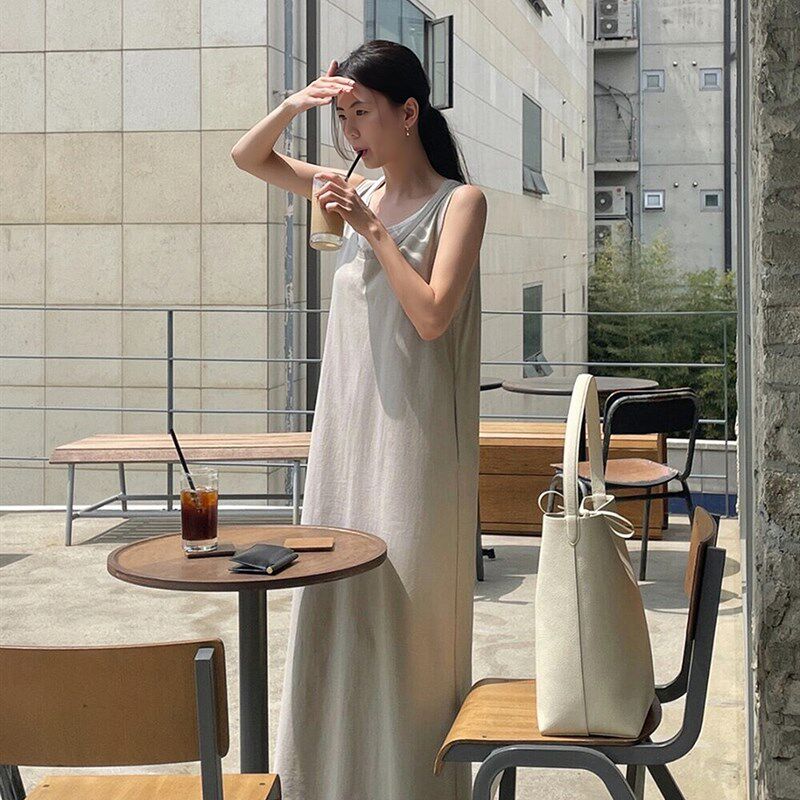 胖mm假两件背心裙女2024夏季新款大码宽松显瘦休闲无袖内搭连衣裙