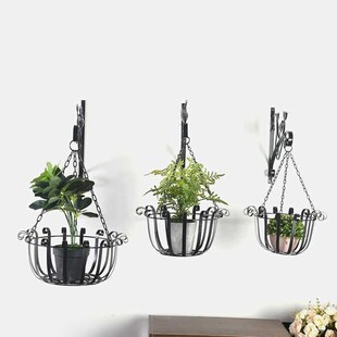 北欧式花架铁艺壁挂花篮阳台户外室内客厅墙上花盆架吊兰绿萝吊篮