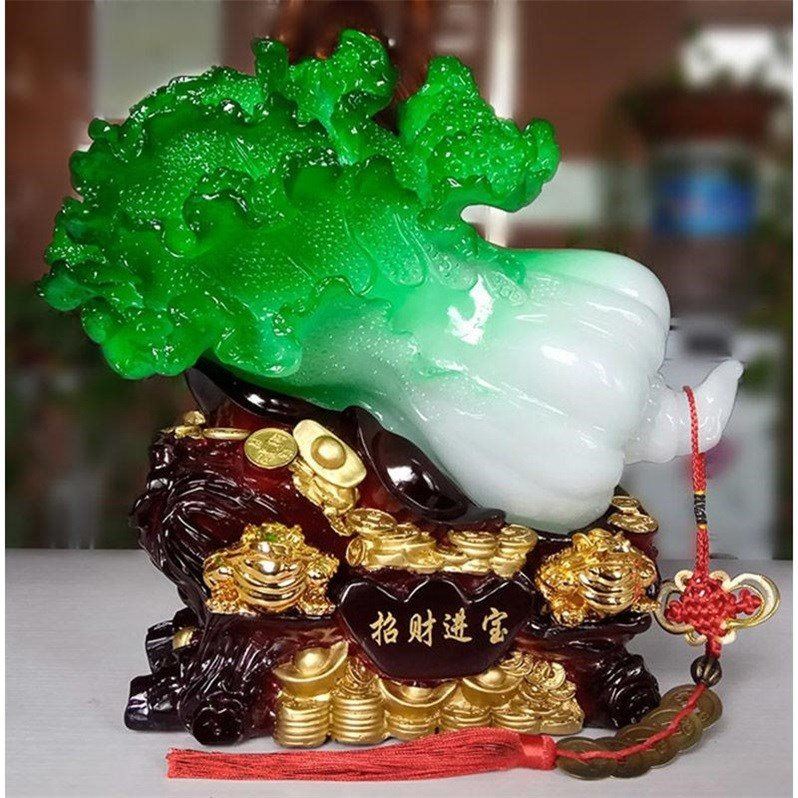 大号招财进宝玉白菜摆件客厅酒柜招财家居装饰品店铺开张开业礼品