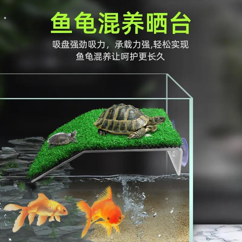 螃蟹爬梯大鸟双层晒台自浮岛爬梯二层龟缸深水过桥