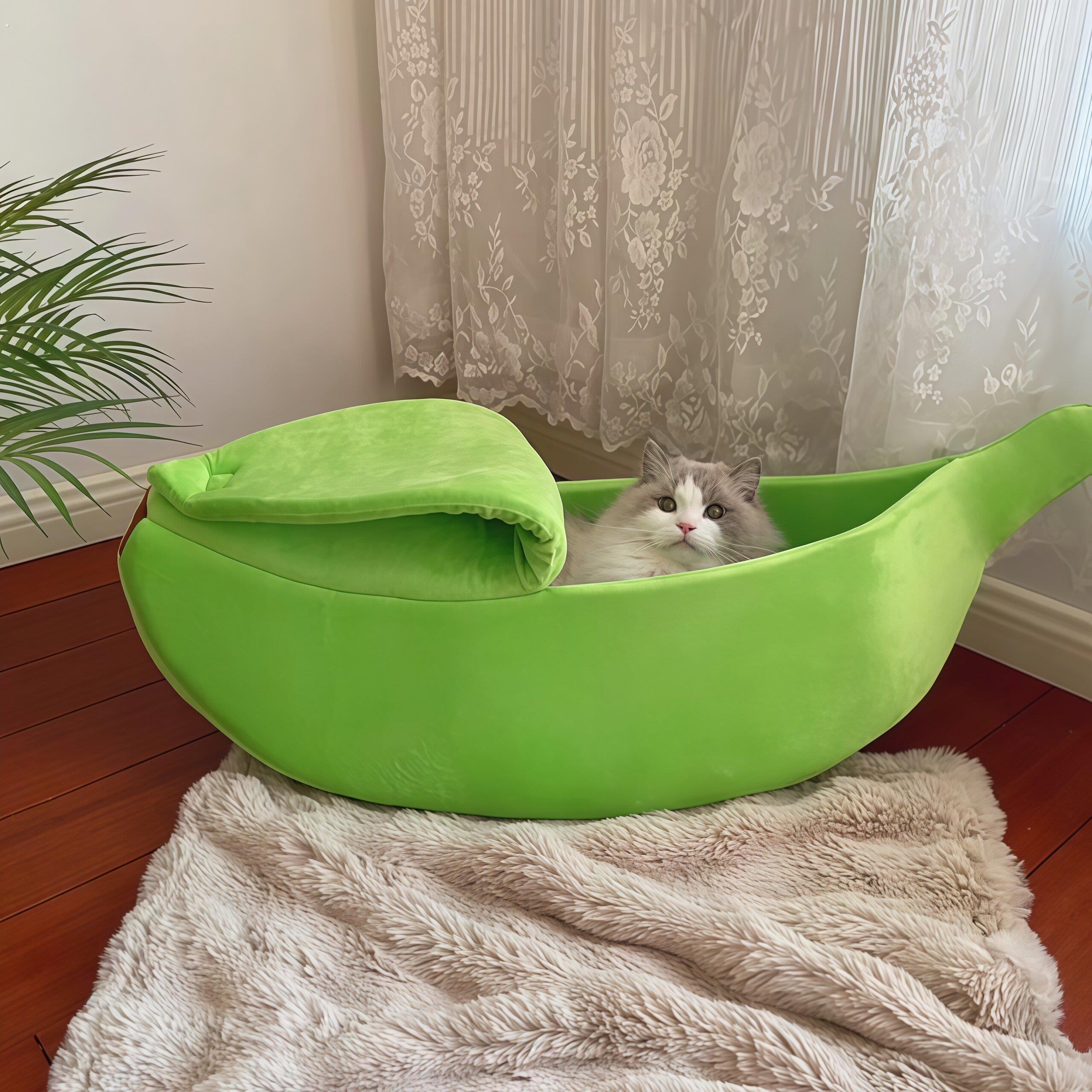 网红爆款可爱猫窝狗窝夏季猫香蕉睡袋猫咪别墅猫屋小型犬宠物用品