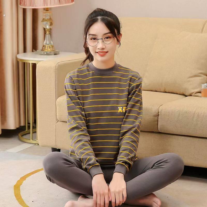 少女秋衣秋裤套装纯棉初中学生高中女士2023冬新款保暖内衣棉毛衫