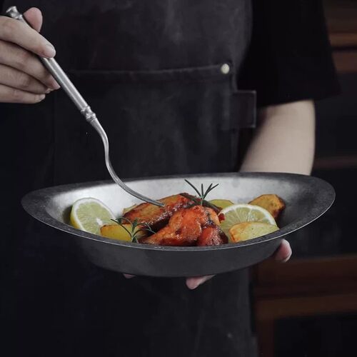 东南亚风复古餐具不锈钢咖喱盘子