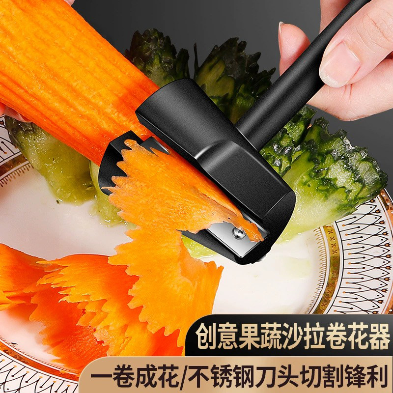 多锈钢沙拉卷花器不功能螺旋漏厨切花器胡萝卜黄瓜果蔬刨花刀斗房