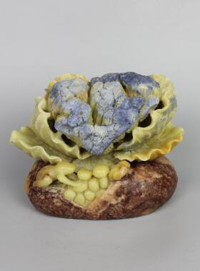 花菜青田石雕摆件蓝钉富财牛蛙天然精美工手艺术品招发贵冲冠人气