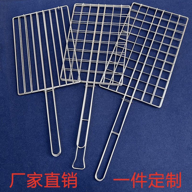 商用加号大烧烤鱼夹子烧烤网不锈钢粗烤架夹板网夹拍子烧烤夹子网