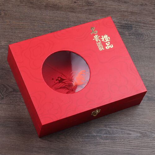 高档名贵克装盒礼品盒干货松5鱼胶羊肚菌2茸0包500克红色喜庆通用