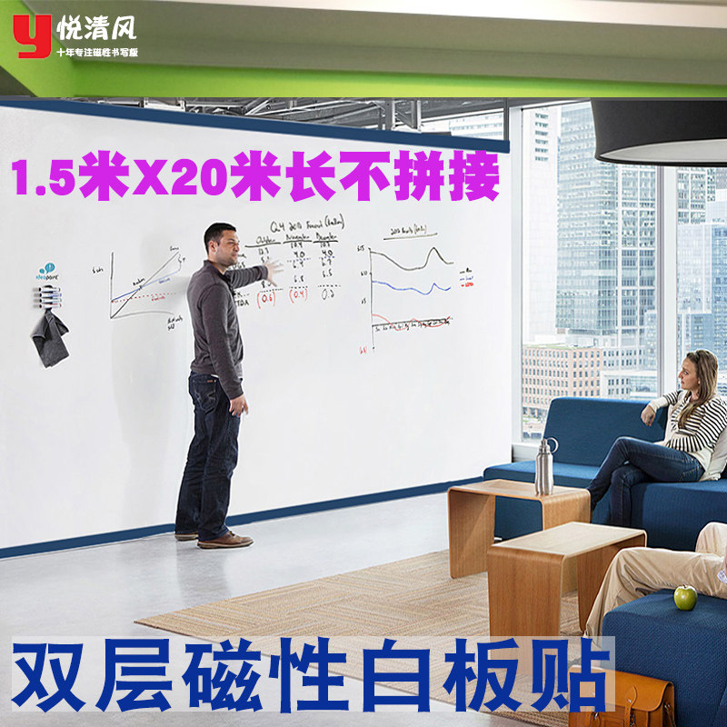 磁性贴白吸墙贴双层白板软家用办公室培训磁板写字板儿童磁铁可擦