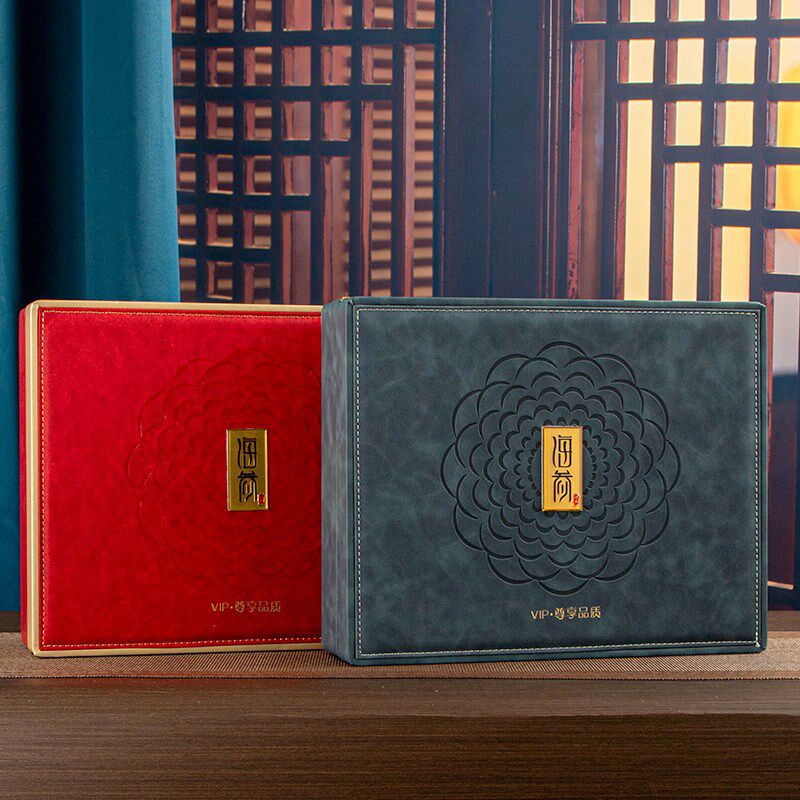 新款500克一斤装海参包装盒皮盒刺参礼品盒淡干海参礼盒干货空 盒