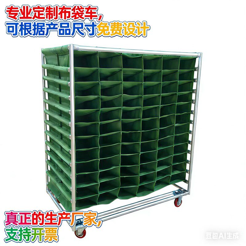 帆布袋周转车工位器具分类布袋工装车汽车零件收纳格子车