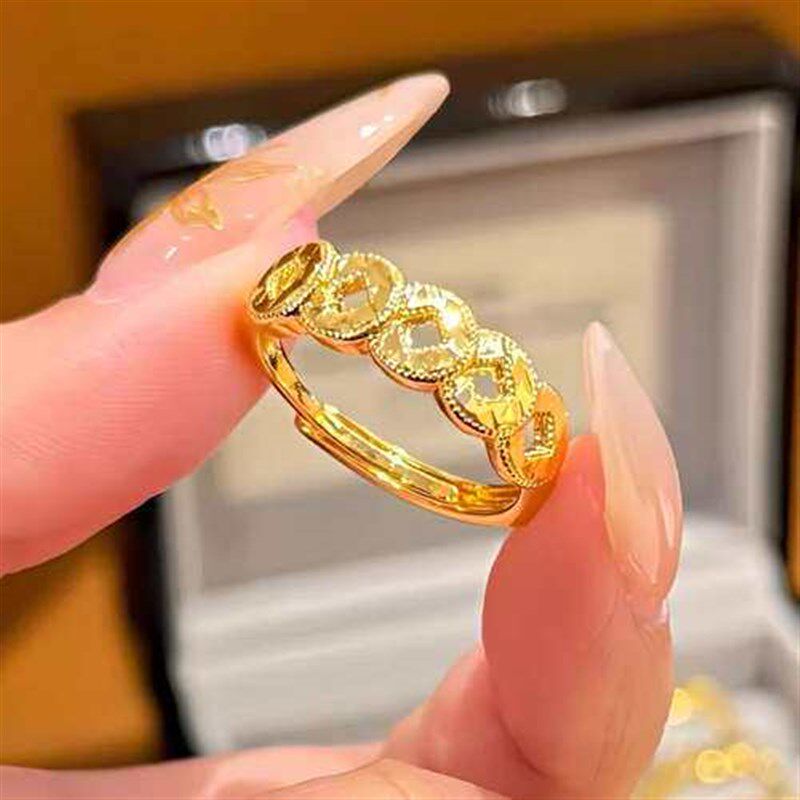 金包银工厂店 接受寄样加工定制 可调节戒指女开口五帝钱币戒指