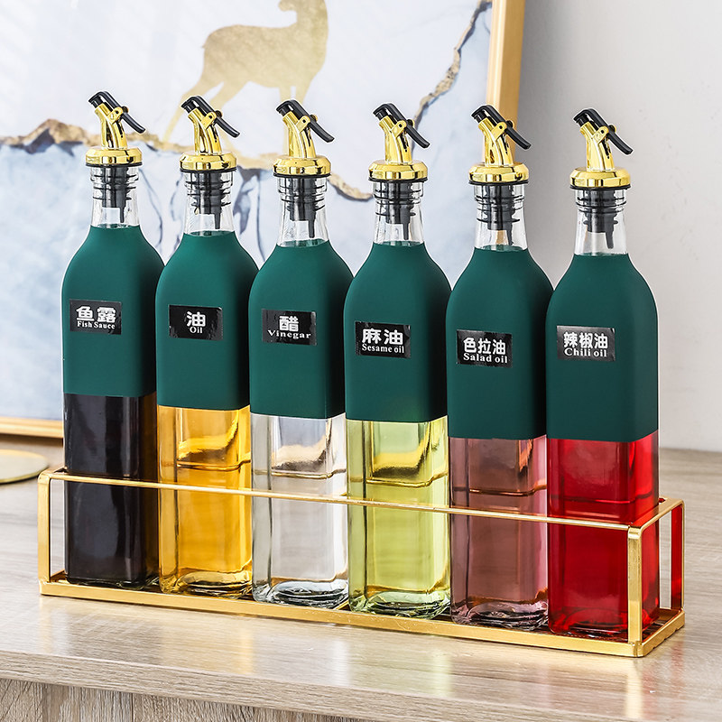 油瓶酱油醋罐调料瓶组装套装酒房玻璃防漏料厨瓶家用大容量合油壶