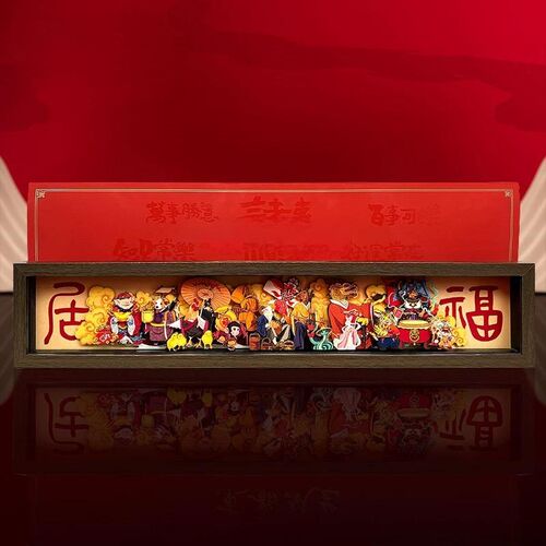 客餐厅潮饰二挂摆件玄关沙发电视背景墙十画生肖福运国装风3d立体