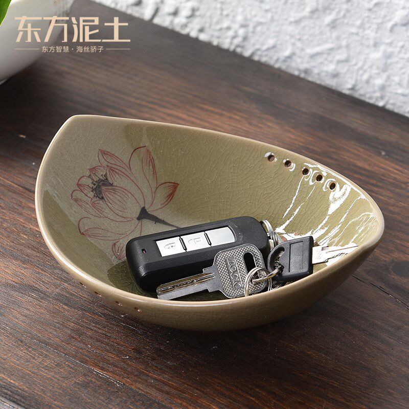 中式陶瓷水果盘果盆客厅家用茶几装饰门口鞋柜玄关钥匙收纳盘摆件