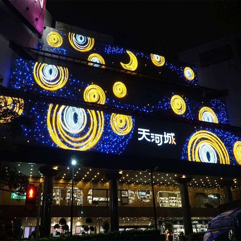 幕墙灯饰画大型商场广场楼体亮化工程设计 户外墙体led霓虹灯装饰